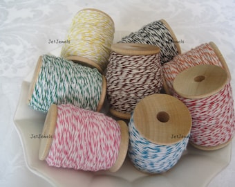 50 YARDS Cotton Twine, Cotton String, Bakers Twine, Christmas Stocking Stuffer Filler, Gift Wrapping, Rustic Gift Wrap, On 2 inch Wood Spool