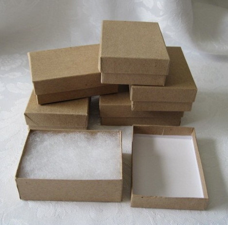 10 Kraft Jewelry Gift Boxes Cotton Filled 3x2x1 - Etsy