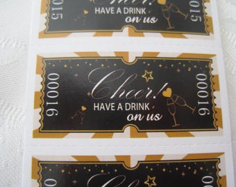 Drink Tickets, Drink Ticket, Wedding Party Reception, Host Bar, Cocktail Wine Party, Happy Hour, Have A Drink On Us, Drink Token, Black Gold