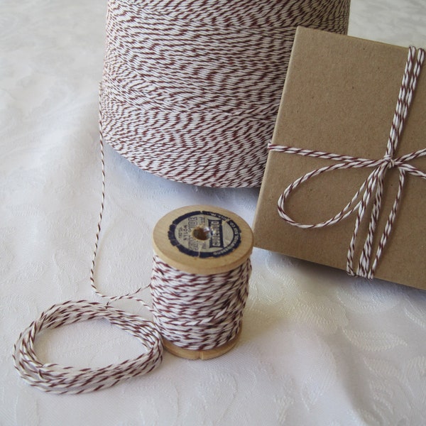 Wood Spool of String, Baker's Twine, Colored Twine, Craft Twine, Brown String, Rustic Gift Wrap, Gift Wrapping, 50 YARDS