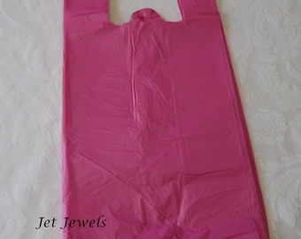 Pink Plastic Bags, Shopping Bag, TShirt Bags, Plastic Gift Bag, Retail Merchandise Store Bags, T Shirt Bag, Party Favor Bag, 7x16