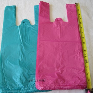 100 Plastic Bags, T Shirt Bags, Hot Pink Plastic Bags, Black Bags, Blue Bags, Purple Bags, TShirt Bags, Plastic Shopping Bags 7x16 image 7