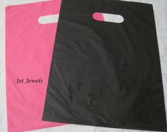 14x10x15 Clear Frosted Loop-handle Plastic Bags - 4 Mil