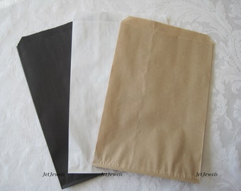 100 Kraft Paper Bags, Paper Gift Bag, Photo Bags, Shopping Bag, Retail Merchandise Store Bags, Black, Brown or White, Party Favor Bag, 6x9
