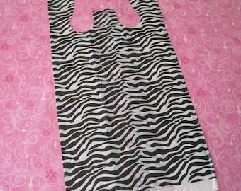 100 Plastic Shopping Bags, Tshirt Bag, T Shirt Bags, Zebra Animal Print, Small Plastic Gift Bag, Plastic Bag, Retail Bags, with Handles 8x16