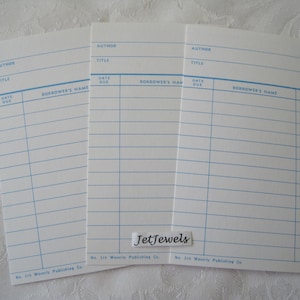 Library Cards, Vintage Library Card, White Lined Cards, Blank School Library Card, Bookmarker, Scrapbooking, Journal, 3x5 in, 25/50/100/200