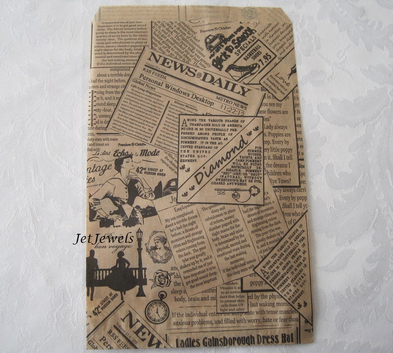 Brown Paper Bags Newspaper Newsprint Paper Gift Bags Retail Etsy