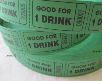150 Drink Tickets, Good For One Drink, Wedding Reception, Free Drink Host Bar, Cocktail Party, Drink Token, Green Ticket