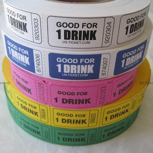 Drink Tickets, Good For One Drink, Wedding Reception, Free Drink Ticket, Host Bar, Drink Token, Cocktail Party, Free Alcohol, 2x1, 100/150