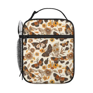 Tragbare tragbare isolierte Lunchtasche mit Schmetterlingsmotiv im Vintage-Stil | Ästhetischer süßer Vintage-Stil für Frauen und Mädchen im Teenageralter