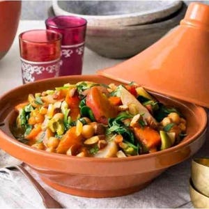 Handmade Moroccan Clay Tagine: Rustic Terracotta Cooking Pot