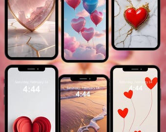 Romantic Heart Wallpapers | Aesthetic Phone Backgrounds |  Digital Download