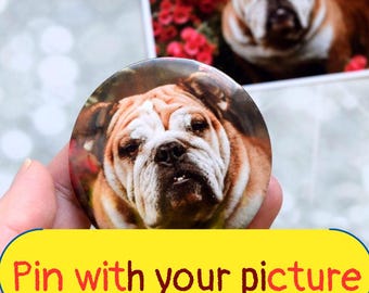 Pin con foto personalizada, broche conmemorativo personalizado para mascotas