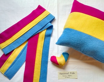Pansexual/Panromantic Pride Scarves, Pillows and Mini Hearts