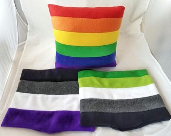 LGBTQA+ Pride Flag Pillow Case – Striped Fleece Throw Pillow Cover