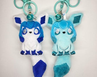 Glaceon Eeveelution Keychain Charm Plush