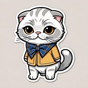 Cute Cat Sticker with Adorable Cartoon Style Bubble-free stickers