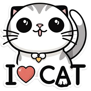 I love Cat Sticker Bubble-free stickers