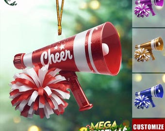 Personalized Cheerleader Ornament, Girl's Cheerleader Acrylic/Wooden Ornament, Custom Cheerleader Flat Ornament, Christmas Gifts for Her