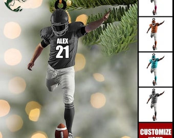Personalized Football Player Ornament, Custom Name & Jersey Number, Football Christmas Ornament 2025, Sports Christmas Gift, 2025 Keepsake