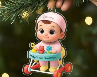 Acrylic Baby's First Christmas Ornaments for Newborns, Custom Acrylic Keepsake, Newborn, Personalized Baby's 1st Christmas Ornament Acrylic