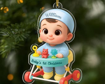 Personalized Baby's 1st Christmas Ornament Acrylic, Acrylic Baby's First Christmas Ornaments for Newborns, Custom Acrylic Keepsake, Newborn