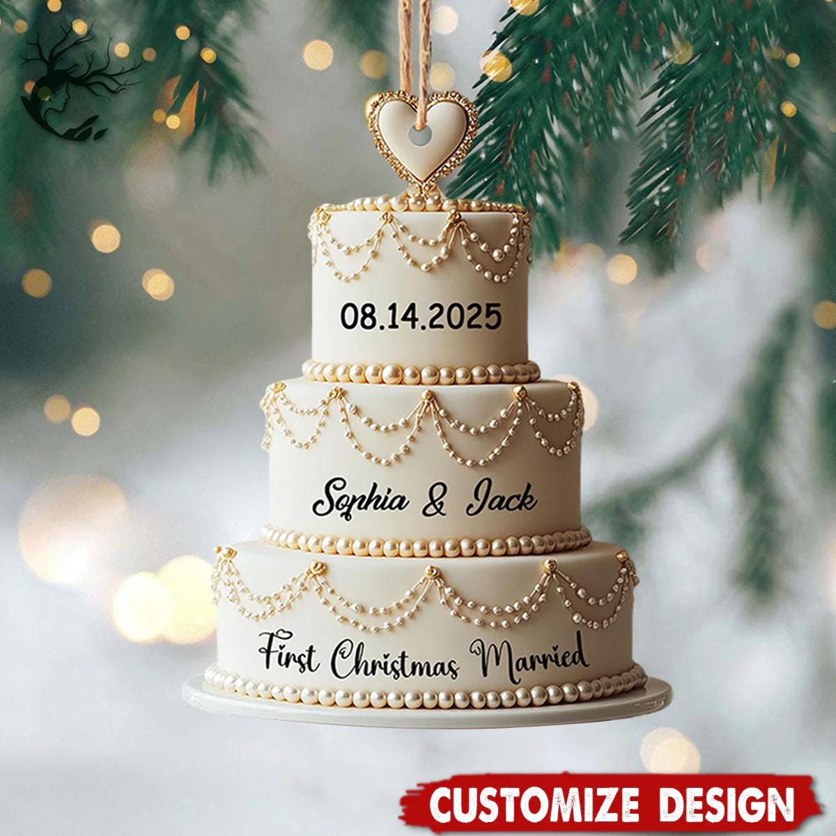 Personalized Wedding Cake 2D Flat Ornament, First