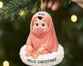 Newborn Christmas Gift for Boys & Girls, Personalized Acrylic Baby's First Christmas Ornaments for Newborns, Custom Acrylic Keepsake