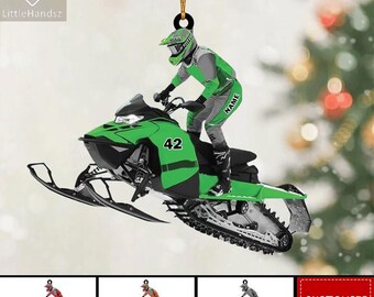 Custom Snowmobile Rider Ornament, Snowmobile Christmas Ornament, Snowmobile 2025 Ornament, Winter Sport Ornament, Acrylic/Wooden Ornament