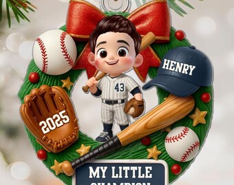 Decorazione natalizia per bambini a forma di baseball, decorazione da baseball con nome personalizzato, ricordo da baseball, regalo per Natale, regalo di Natale unico per bambini