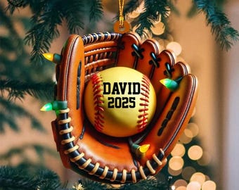 Adorno de sóftbol personalizado, adorno navideño de sóftbol con nombre personalizado, regalos para jugadores de sóftbol, amantes del sóftbol 2025