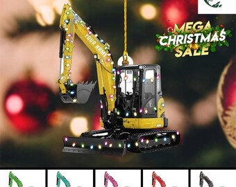 Enfeite de Natal para Equipamentos Pesados de Escavadeira, Enfeite de Acrílico/Madeira para Escavadeira, Ideia de Presente de Natal para Amantes de Escavadeira, Decoração de Natal