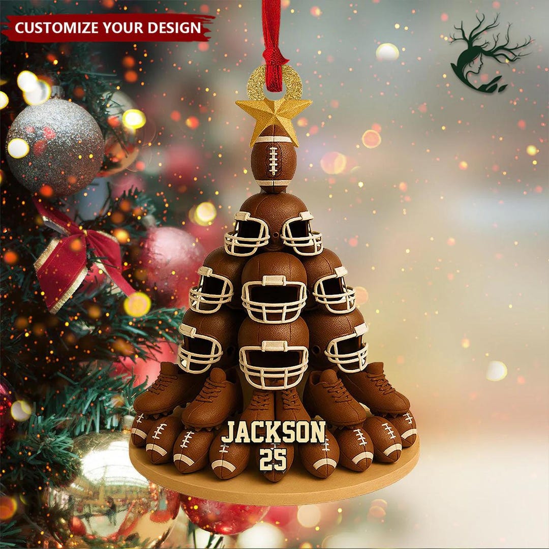 Fall Football Tree Custom Football Tree Ornament, Personalized Helmets & Shoes Design ...