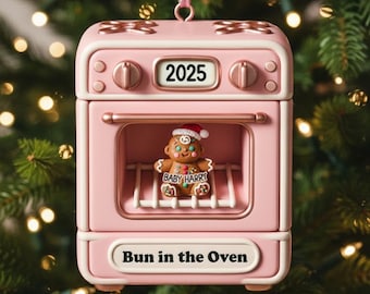 Schwangerschaftsankündigungs-Verzierung, 2D FLAT, die Baby-Brötchen im Ofen-Weihnachtsverzierung erwarten, neue Muttergeschenk, personalisierte Brötchen im Ofen-Verzierung