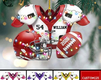 Personalized Football Ornament, Custom Jersey, Helmet & Ball Christmas Ornament 2025,Personalized Sport Keepsake Gift,Football Xmas Ornament
