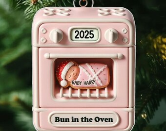 Personalisierte Brötchen im Ofen Ornament, Schwangerschaftansage Ornament, 2D FLAT Erwartet Baby Brötchen im Ofen Weihnachtsverzierung, neue Mutter Geschenk