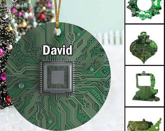 Personalized Circuit Board Computer Flat Ornament, Custom Computer Science Acrylic/ Wooden Ornament, Christmas Gift For Computer Programmer