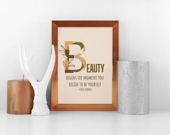 COCO Chanel Positive Affirmation Natural Beauty Digital Printable Art Download Modern Wall Decor