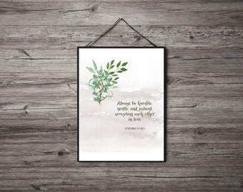 EPHESIANS 4:2 Digital Art Print with Green Foliage