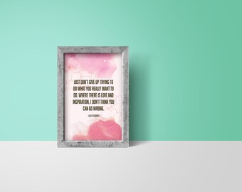 ELLA Fitzgerald Inspirational Quote Love Success Pink Floral Artwork Print Download