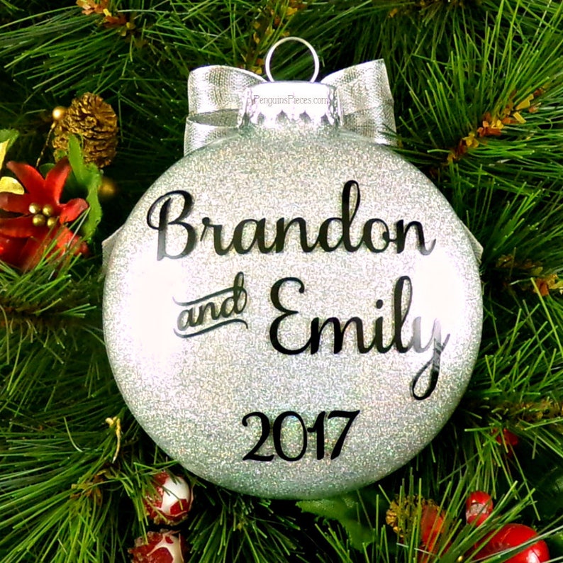 Personalized Our First Christmas Married Glitter Ornament - Etsy