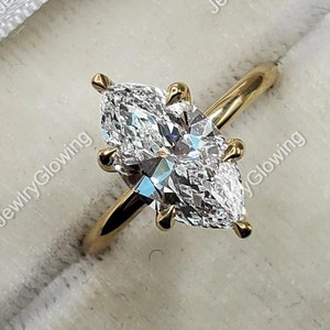 2.5 CT Marquise Colorless Moissanite Engagement Ring Hidden Halo Ring,Wedding Ring Solitaire Ring Anniversary Ring Promise Ring Gift for Her