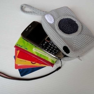 Häkelanleitung - KAMERA TASCHE - Für Handy/Geld/Andere - PDF (00441)