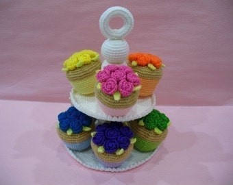 Crochet Pattern - CUPCAKES- Toys / Playfood - PDF  (00420)