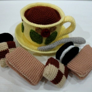 Crochet Pattern - Coffee and Biscuits - Play Food / Toys  (00386)