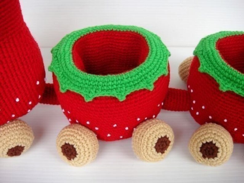 Crochet Pattern Strawberry Train Set PDF Toys 00367 image 4