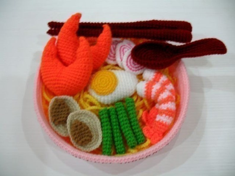 Crochet Pattern SEAFOOD RAMEN NOODLES Toys / Playfood pdf 00378 image 4