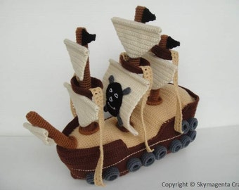 Crochet Pattern - PIRATE SHIP - Toys - in PDF (00464)