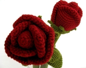 Crochet Pattern - ROSE FLOWER- Toys - PDF  (00412)