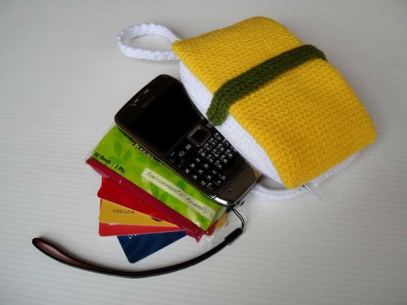 Crochet Pattern SUSHI PURSE For cell phone / money / others PDF 00398 image 1